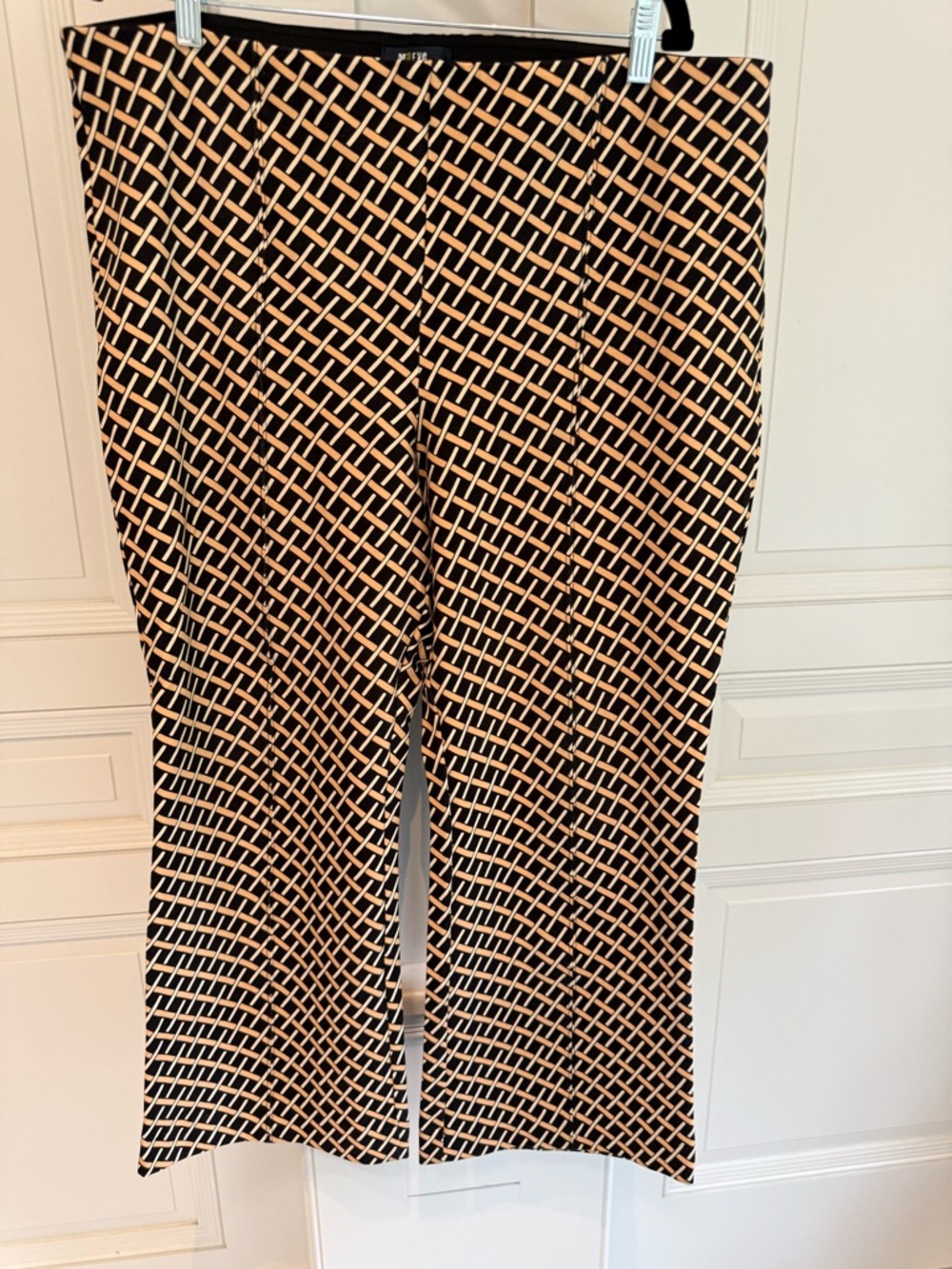 Anthropologie Wide-Leg Pants in Black and Tan Lattice Print